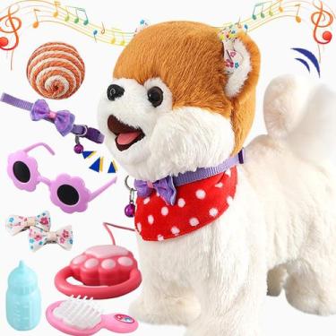 Imagem de Brinquedo Walking Robot Dog Ylpaprm Pomeranian para crianças com colei