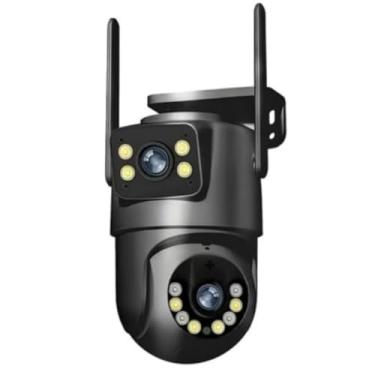 Imagem de Câmera De Segurança a Prova de água Lente Dupla Aplicativo no Celular IP66 Camera IP WiFi 360 Cor Preto