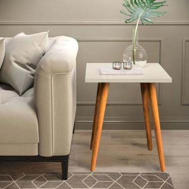 Imagem de Mesa de Apoio Lateral 4 pés Palito em Madeira - 47cm (Branco)
