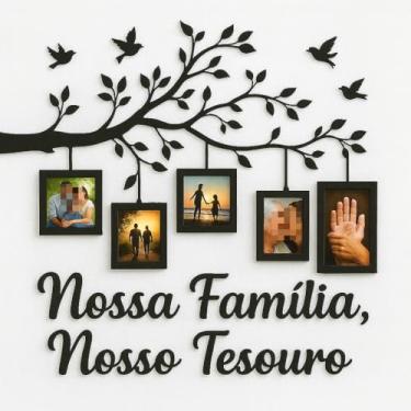 Imagem de Quadro Porta Retrato Parede Decorativo MDF Árvore Molduras Foto Família, Design Elegante que Combina com Estilos Clássicos e Modernos(PRETO 70x120)