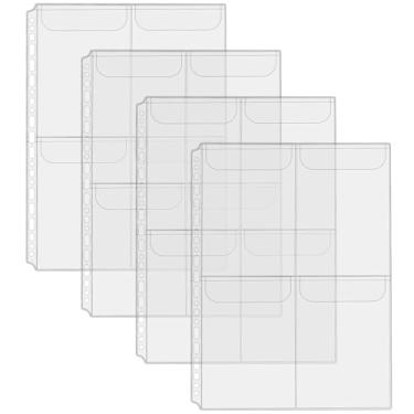 Imagem de 4 bolsos de plástico tamanho A4, 4 bolsos para fichário A4, envelopes de dinheiro sem zíper, mangas para fichários com bolso para fotos, sacos de arquivamento de carimbos, organizador de contas de