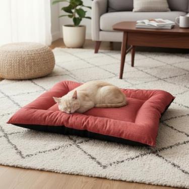 Imagem de Colchonete Caminha Pet Pequena Portátil Impermeável com Zíper Multiuso Viagem Casa Passeio Cães e Gatos até 7kg 45cm x 50cm Vermelho