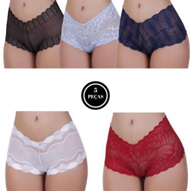 Imagem de Kit 5 Calcinha Caleçon Shortinho de Renda - c1 KIT 5 CALEÇON - TERRA E