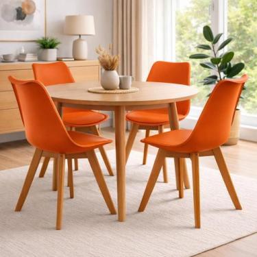 Imagem de Kit 4 Cadeiras Coloridas De Jantar Com Assento Estofado Cozinha Airbnb