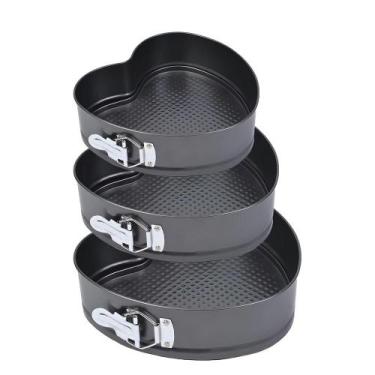 Imagem de Conjunto 3 forma para confeiteira kit antiaderente assadeira com fundo