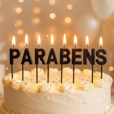 Imagem de Vela De Aniversário Design Parabéns Com 2,8Cm Silver Festas Preta