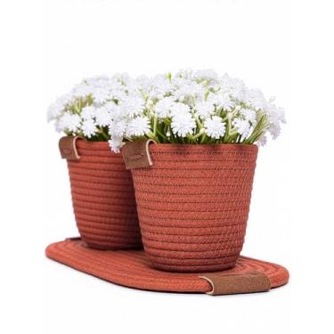 Imagem de Arranjo de Flores Artificiais com Vaso Estilo Boho Chic Mosquitinho Sempre Viva(Terracota)