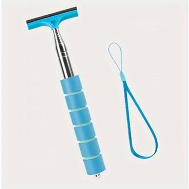 Imagem de Limpador de carro retrátil de mastro longo, raspador de vidro - Limpador de gotas de chuva para espelho retrovisor portátil universal para para-brisa | Acessórios de carro (98 cm azul)