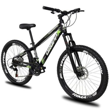 Imagem de Bicicleta Aro 26 Dropp Freeride Alumínio 21m Freios A Disco Cãmbios Shimano - Preto e Verde