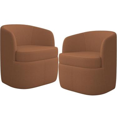 Imagem de Kit 02 Poltronas Decorativa Giratória Para Sala De Estar Siena K01 Bouclê Mostarda - Lyam Decor