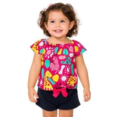 Imagem de Conjunto Bebê Infantil Menina Blusa e Shorts Algodão Kyly-Feminino