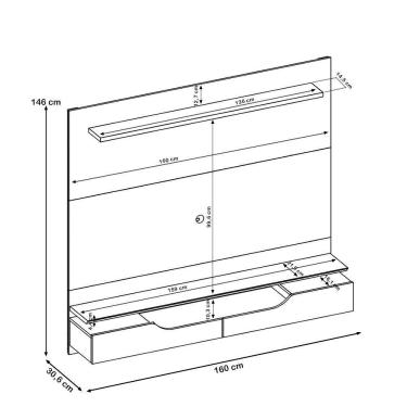 Imagem de Painel Para Tv 60 Pol Com Bancada Suspensa 160cm Lewis D05 Cedro Bali - Lyam Decor