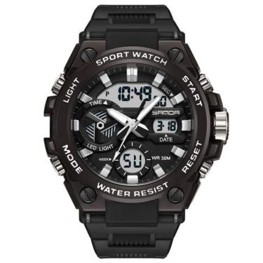 Imagem de Relógio Esportivo Masculino Dual Display Digital Led Branco