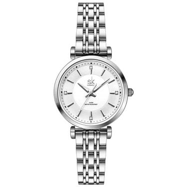 Imagem de Relógio De Pulso Feminino Casual Ultra Fino Em Aço Inoxidavel Impermeavel 3atm Prata