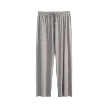 Imagem de Calças Femininas De Seda Gelada Com Perna Larga E Comprimento No Torno