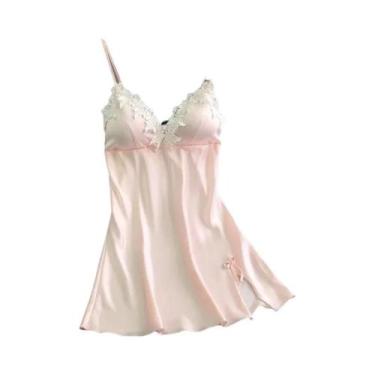 Imagem de Camisola Sexy Feminina Com Renda E Almofada No Peito, Roupa De Dormir,