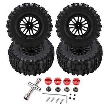 Imagem de RiToEasysports Pneus RC, Rodas de Carro de Controle Remoto 4 PCS 155mm Pneus de Borracha Com Inserções de Esponja 12mm Hex para 1:8 1:10 Escala Caminhões de Curso Curto