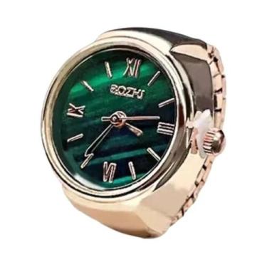 Imagem de Relógio De Dedo Criativo Redondo Com Mostrador Verde Para Casal, Em Li