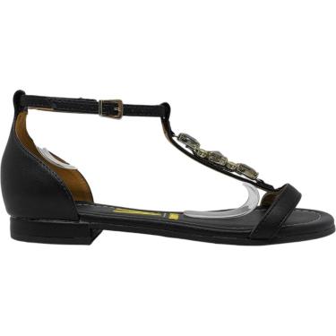 Imagem de Sandália Feminina Rasteira Casual Dia a Dia Passeio Trabalho Verão com Pedraria e Traseiro Fechado Conforto Vizzano 6370.741