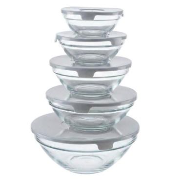 Imagem de Jogo De Potes De Vidro Tampa 5 Peças Cinza Vista Home