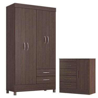 Imagem de Guarda Roupa Solteiro Astro Com Cômoda Montevidéu Café Touch - Demóbil