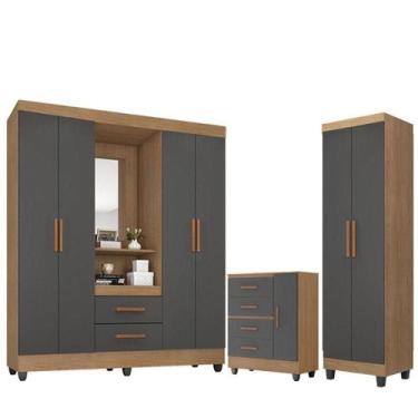 Imagem de Guarda Roupa Casal Capela Com Cômoda Lite 4 Gavetas 01 Porta E Armário