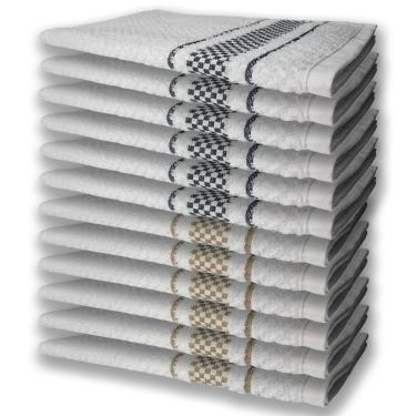 Imagem de 12 Panos De Prato Atoalhado Felpudo 6 Preto 6 Marrom