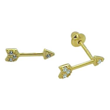 Imagem de Brinco em Ouro 18k Flecha com Zircônias - Joia Elegante - Justino Riba