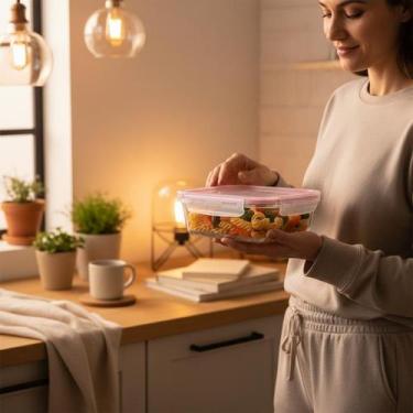 Imagem de Pote Hermético de Vidro 640ml Marmita Mantimentos Com Tampa Vedação Se