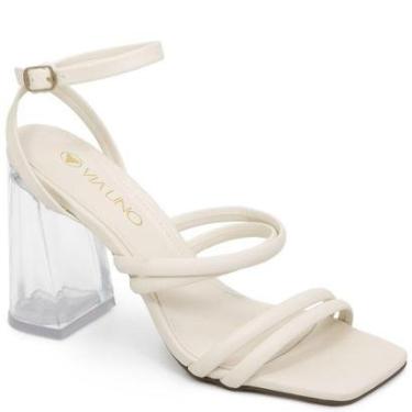 Imagem de Sandália De Tiras Salto Bloco Acrílico Via Uno 659003-Feminino