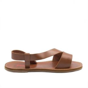 Imagem de Sandália Rasteira Zatta Couro Flat Gabriela Caramelo Marrom 39-Feminino