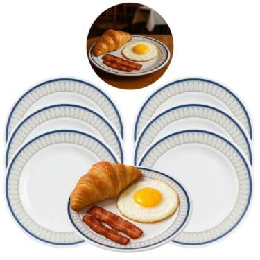 Imagem de Kit 6 Pratos Raso de Melamina para Restaurantes 20cm - Megagift