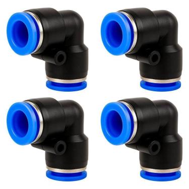 Imagem de 04 Cotovelos União Conexão Emenda 10mm Pu Pneumática Engate Rápido