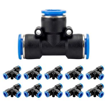 Imagem de Conexão União Emenda Em "t" 6mm Pu Pneumática Engate Rápido - 10 Peças
