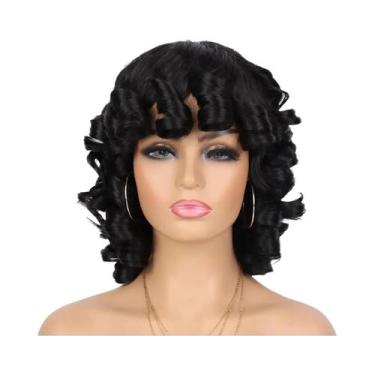 Imagem de Peruca Curta Afro Cacheada Com Franja Para Mulheres E Meninas, Peruca 