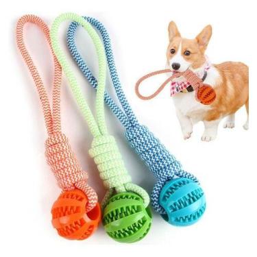 Imagem de Brinquedo Pet Mordedor Corda Bolinha Interativo Caes Cachorros Porta P