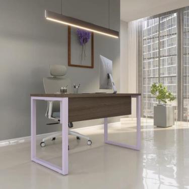 Imagem de Escrivaninha Mesa Escritório X 150cm Industrial Walnut E Lilas - Pandi