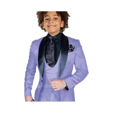 Imagem de Conjunto De Terno Jacquard 3 Peças Para Meninos: Blazer, Colete E Calç