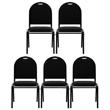 Imagem de Kit 5 Cadeiras Hoteleiras Auditório Empilhável Linho Z33 Preto - Mpoze