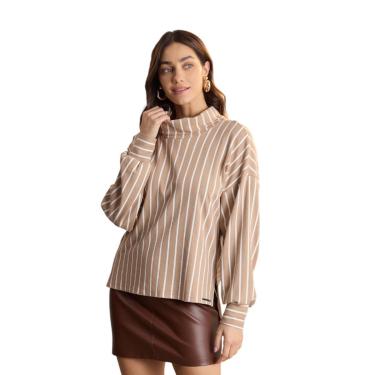 Imagem de Blusão Lunender Com Gola Alta Em Malha Listrada-Feminino