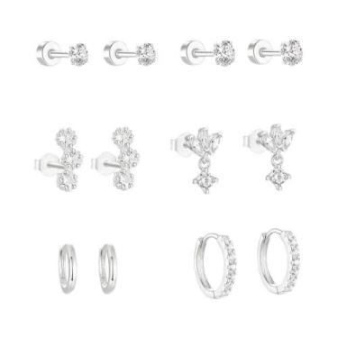 Imagem de Conjunto De 6 Pares De Brincos De Argola De Aço Inoxidável Com Estrela