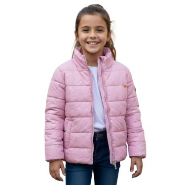 Imagem de Jaqueta Puffer Infantil Meninas Acolchoada Com Gola Luxo