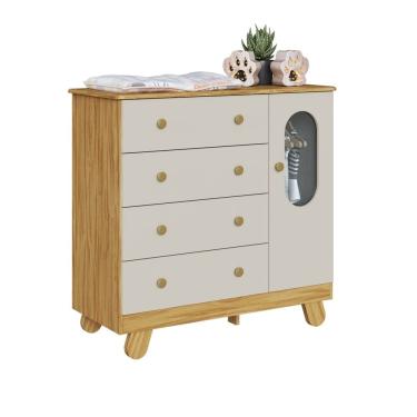 Imagem de Cômoda Bebê Pingo Móveis Peroba MDF 4 Gavetas