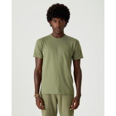Imagem de Camiseta Básica Masculina Gola Texturizada Em Algodão Verde Claro - M-Masculino