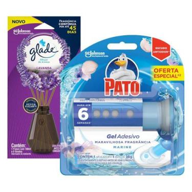 Imagem de Kit Detergente Sanitário Gel Adesivo Pato Marine 38g + Difusor Glade -