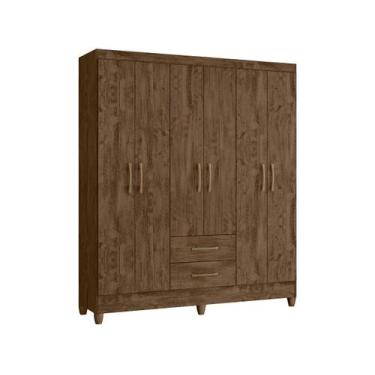 Imagem de Guarda Roupa Casal Panama 6P 153 cm Naturale Branco Moval, Castanho