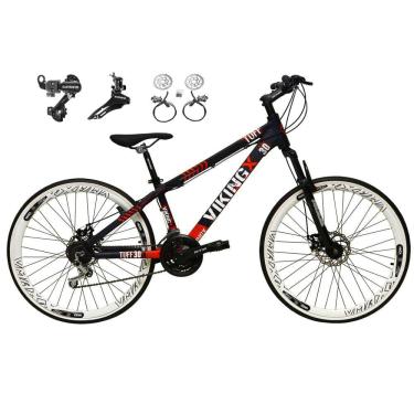Imagem de Bicicleta Aro 26 Vikingx Tuff 21v Alumínio Câmbios Shimano Freio a Disco Hidráulicos Aros Vmaxx Brancos - Roxo\Laranja X30