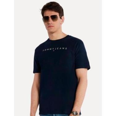 Imagem de Camiseta Tommy Jeans Masculina Core Linear Logo Tee Azul Marinho-Masculino