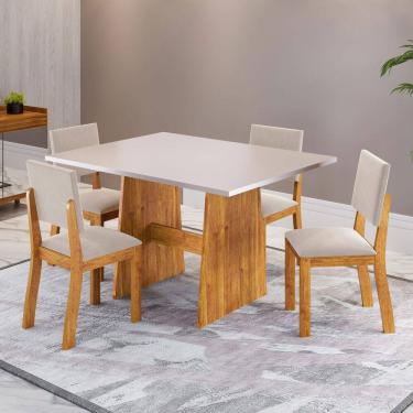 Imagem de Mesa de Jantar 4 Lugares Monroe Marrom/Blonde/Pastel - Viero Móveis