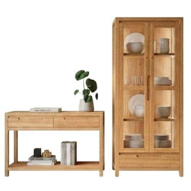 Imagem de Cristaleira 1554N E Aparador 1551N Madeira Macica Taeda Festra - Milan